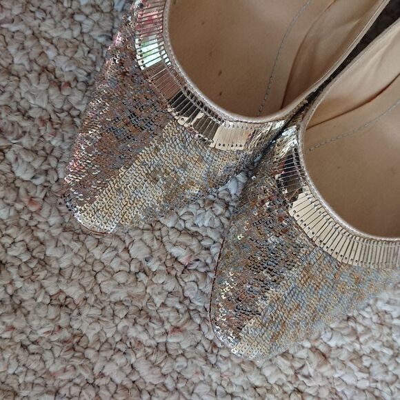 Rene Caovilla gold tone sequin satin ballet flat size 37.5 - Picture 10 of 16